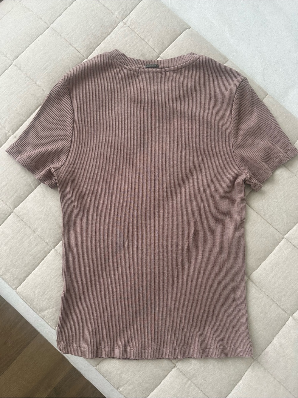 Prana Ribbed Short Sleeve Tee - Mauve Brown - Picture 4 of 5